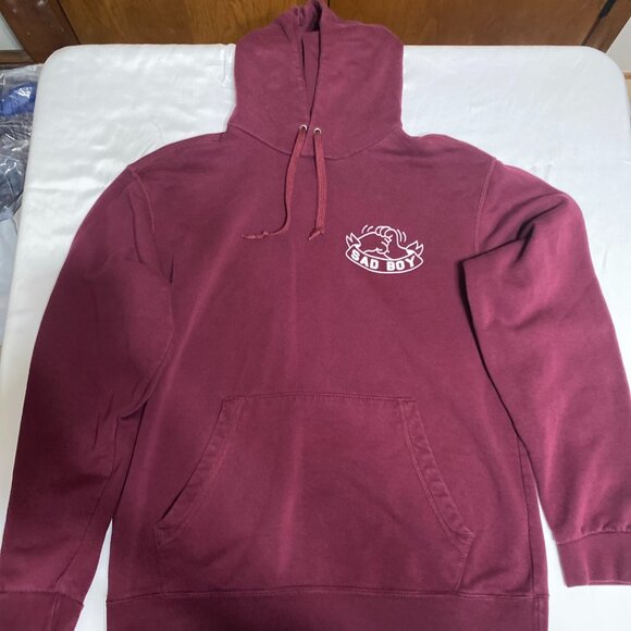 Abandon Ship Sad Boy Social Club Pullover L Cotton Red Hoodie - Picture 1 of 7